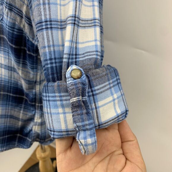 Jachs Girlfriend Shirt Women S Small Multi Plaid Flannel Snap Button Tab Sleeve - Picture 4 of 13